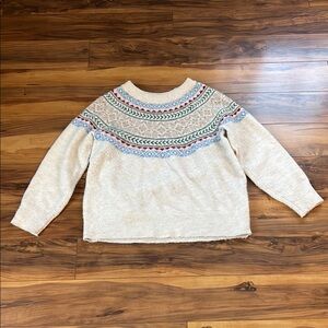 Cozy Cream Sweater with Colorful Pattern